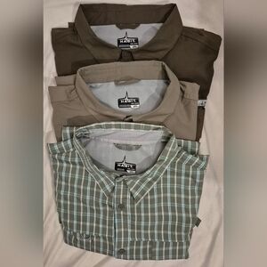 Lot of 3 Habit Mens Fishing Shirt 3XL Vented Long Sleeve Striped Gray, Brown 40+